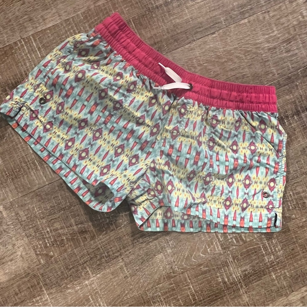 CLOSET CLOSING Patagonia Girls Baggies Pink Teal Yellow Tribal Aztec Print